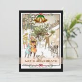 ヴィンテージのビクトリアンな休日のクリスマス・パーティ 招待状 (スタンド正面)