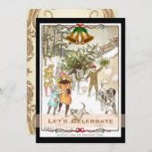 ヴィンテージのビクトリアンな休日のクリスマス・パーティ 招待状 (正面/裏面)