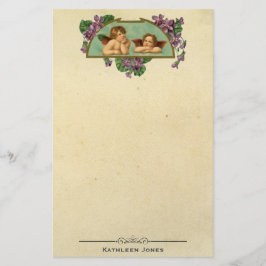 ヴィンテージのビクトリアンな天使の芸術|のカスタムのヴィンテージの紙 便箋