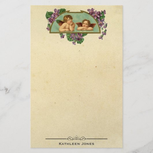 ヴィンテージのビクトリアンな天使の芸術|のカスタムのヴィンテージの紙 便箋 (正面)