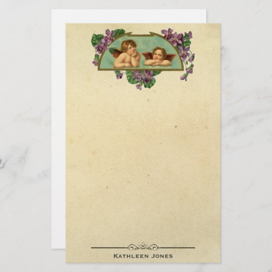 ヴィンテージのビクトリアンな天使の芸術|のカスタムのヴィンテージの紙 便箋 (正面/裏面)