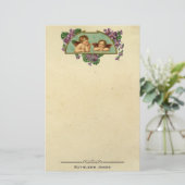 ヴィンテージのビクトリアンな天使の芸術|のカスタムのヴィンテージの紙 便箋 (スタンド正面)