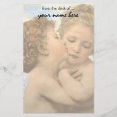 ヴィンテージのビクトリアンな天使、Bouguereau著最初キス 便箋 (正面)