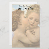 ヴィンテージのビクトリアンな天使、Bouguereau著最初キス 便箋 (正面/裏面)