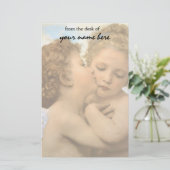 ヴィンテージのビクトリアンな天使、Bouguereau著最初キス 便箋 (スタンド正面)