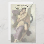 ヴィンテージのビクトリアンな天使、Bouguereau著Ravishment 便箋 (正面/裏面)