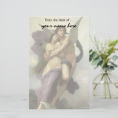 ヴィンテージのビクトリアンな天使、Bouguereau著Ravishment 便箋 (スタンド正面)