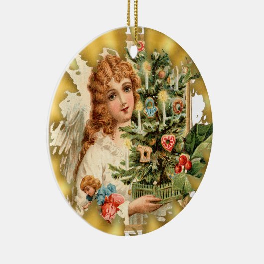 ヴィンテージのビクトリアンな女の子の陶磁器のクリスマスのオーナメント セラミックオーナメント (右)