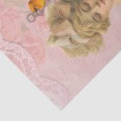 ヴィンテージのビクトリアンな女性および鳥かご 薄葉紙 (詳細)