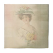 ヴィンテージのビクトリアンな女性セラミックタイル タイル (正面)