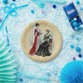 ヴィンテージのビクトリアンな女性ファッションの紙皿 ペーパープレート (パーティー)