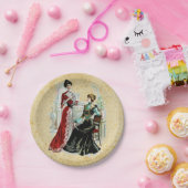 ヴィンテージのビクトリアンな女性ファッションの紙皿 ペーパープレート (パーティー)