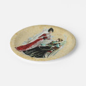 ヴィンテージのビクトリアンな女性ファッションの紙皿 ペーパープレート (アングル)