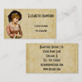 ヴィンテージのビクトリアンな女性ファッションビジネスカード 名刺 (正面/裏面)