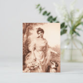 ヴィンテージのビクトリアンな女性wのボーダーコリー犬のレトロ ポストカード (スタンド正面)