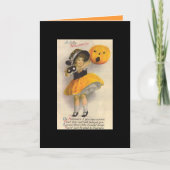 ヴィンテージのビクトリアンな子供の女の子カボチャカード シーズンカード (正面)