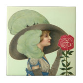 ヴィンテージのビクトリアンな帽子のばら色のダービーLgtの真新しいタイル タイル (正面)