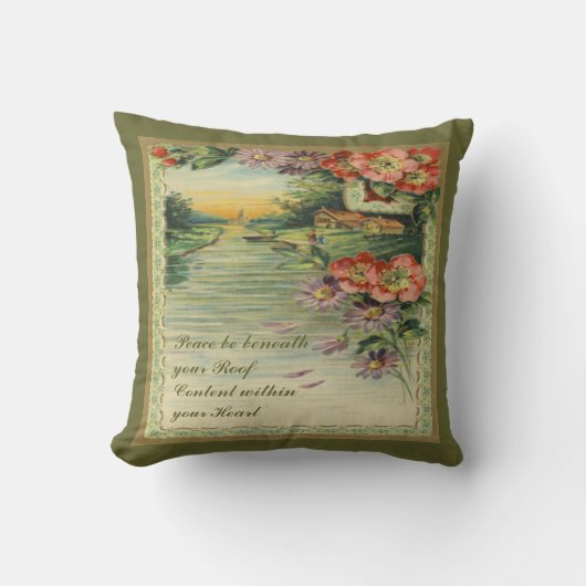 ヴィンテージのビクトリアンな平和及び内容の枕投球 クッション (正面)