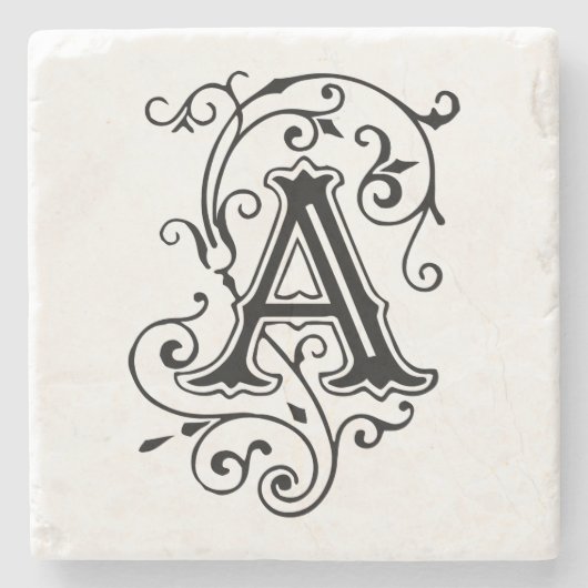 ヴィンテージのビクトリアンな手紙旧式なモノグラム ストーンコースター (正面)