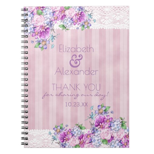 ヴィンテージのビクトリアンな水彩画によってはブライダルシャワーが開花します ノートブック (正面)