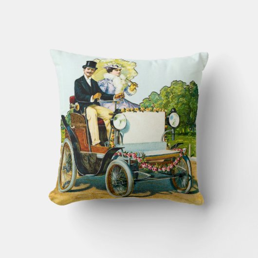 ヴィンテージのビクトリアンな紳士および女性Motorists クッション (正面)