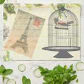 ヴィンテージのビクトリアンな花の鳥のパリの台所タオル キッチンタオル (折り畳み)