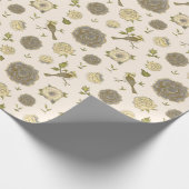 ヴィンテージのビクトリアンな花柄および鳥 ラッピングペーパー (角)