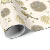 ヴィンテージのビクトリアンな花柄および鳥 ラッピングペーパー (ロールコーナー)