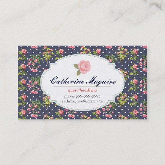 ヴィンテージのビクトリアンな花柄職業 名刺 (正面)