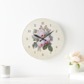 ヴィンテージのビクトリアンな英国のバラの花束 ラージ壁時計 (ホーム)