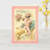 ヴィンテージのビクトリアンな誕生日日カード カード (黄色い花)