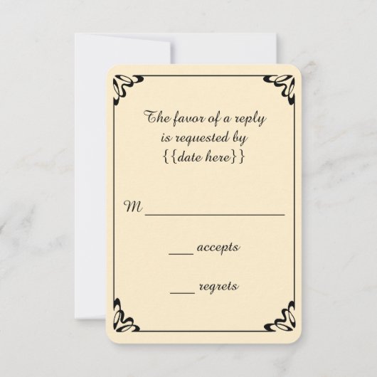 ヴィンテージのビクトリアンな踊りはRSVPカードを結婚することを耐えます 出欠カード (裏面)