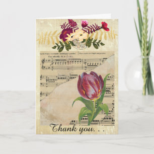 ヴィンテージのビクトリアンな音楽ロマンスのチューリップGreetingCard カード