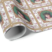 ヴィンテージのビクトリアンなKate Greenawayのクリスマス ラッピングペーパー (ロールコーナー)