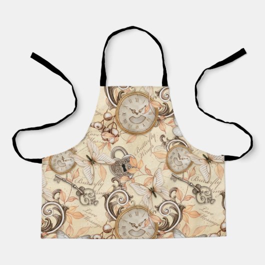 ヴィンテージのビクトリアンみすぼらしいシックなカントリーパターン エプロン (正面)