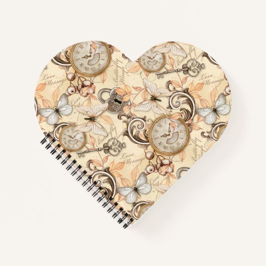 ヴィンテージのビクトリアンみすぼらしいシックなカントリーパターン ノートブック (正面)