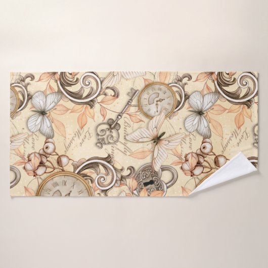 ヴィンテージのビクトリアンみすぼらしいシックなカントリーパターン バスタオル (バスタオル)