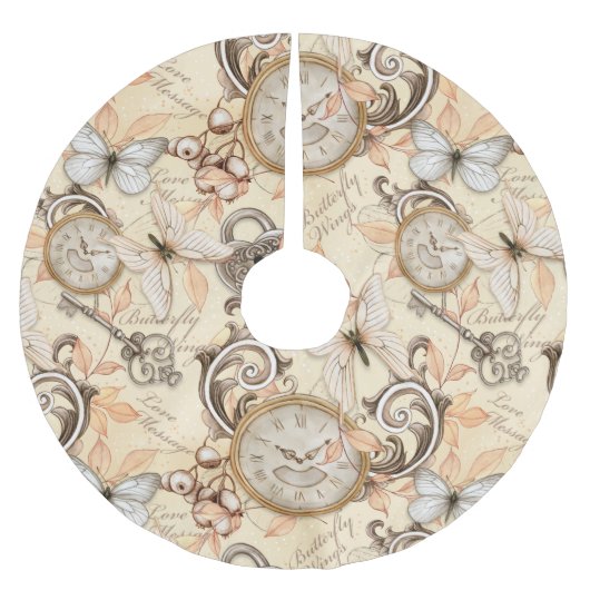 ヴィンテージのビクトリアンみすぼらしいシックなカントリーパターン ブラッシュドポリエステルツリースカート (正面)