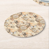 ヴィンテージのビクトリアンみすぼらしいシックなカントリーパターン ラウンドペーパーコースター (アングル)