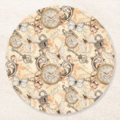 ヴィンテージのビクトリアンみすぼらしいシックなカントリーパターン ラウンドペーパーコースター (正面)