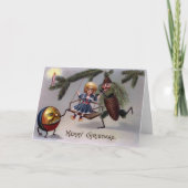 ヴィンテージのビクトリアン不気味なクリスマスカード シーズンカード (正面)