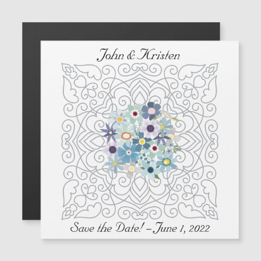 ヴィンテージのビクトリアン保存と花 マグネット招待状 (正面/裏面)