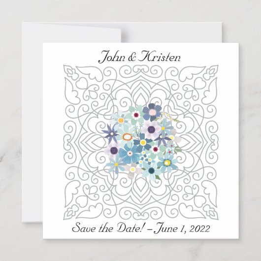 ヴィンテージのビクトリアン保存と花 マグネット招待状 (正面)