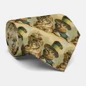 ヴィンテージのビクトリアン帽子をかぶった新郎猫 ネクタイ (ロール)