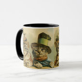 ヴィンテージのビクトリアン帽子をかぶった新郎猫 マグカップ (正面左)