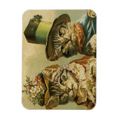 ヴィンテージのビクトリアン帽子をかぶった新郎猫 マグネット (縦)