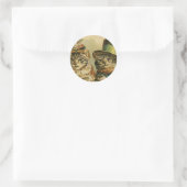 ヴィンテージのビクトリアン帽子をかぶった新郎猫 ラウンドシール (バッグ)