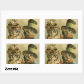 ヴィンテージのビクトリアン帽子をかぶった新郎猫 長方形シール (シート)