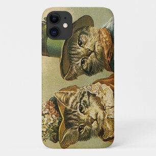 ヴィンテージのビクトリアン帽子をかぶった新郎猫 iPhone 11 ケース