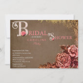 ヴィンテージのビクトリア時代の人のばら色のブライダルシャワーの招待状 招待状 (正面)
